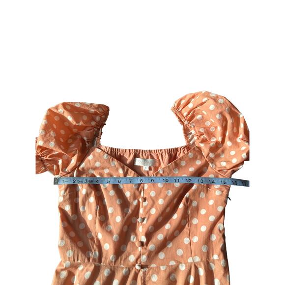 Caroline Constas Savannah Trad Cottagecore Puff Sleeve Polka Dot Dress Small - Picture 9 of 13